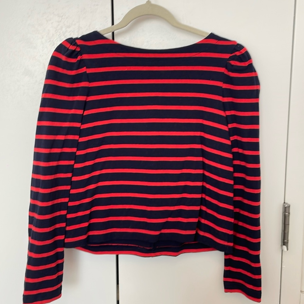 Gap navy and red striped long sleeve top